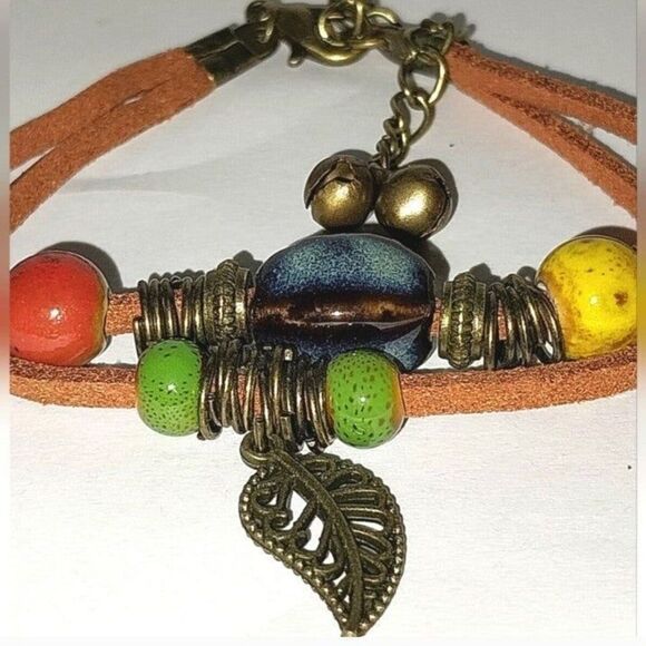 Vintage ethnic style beaded unisex adjustable bracelet - Picture 4 of 7